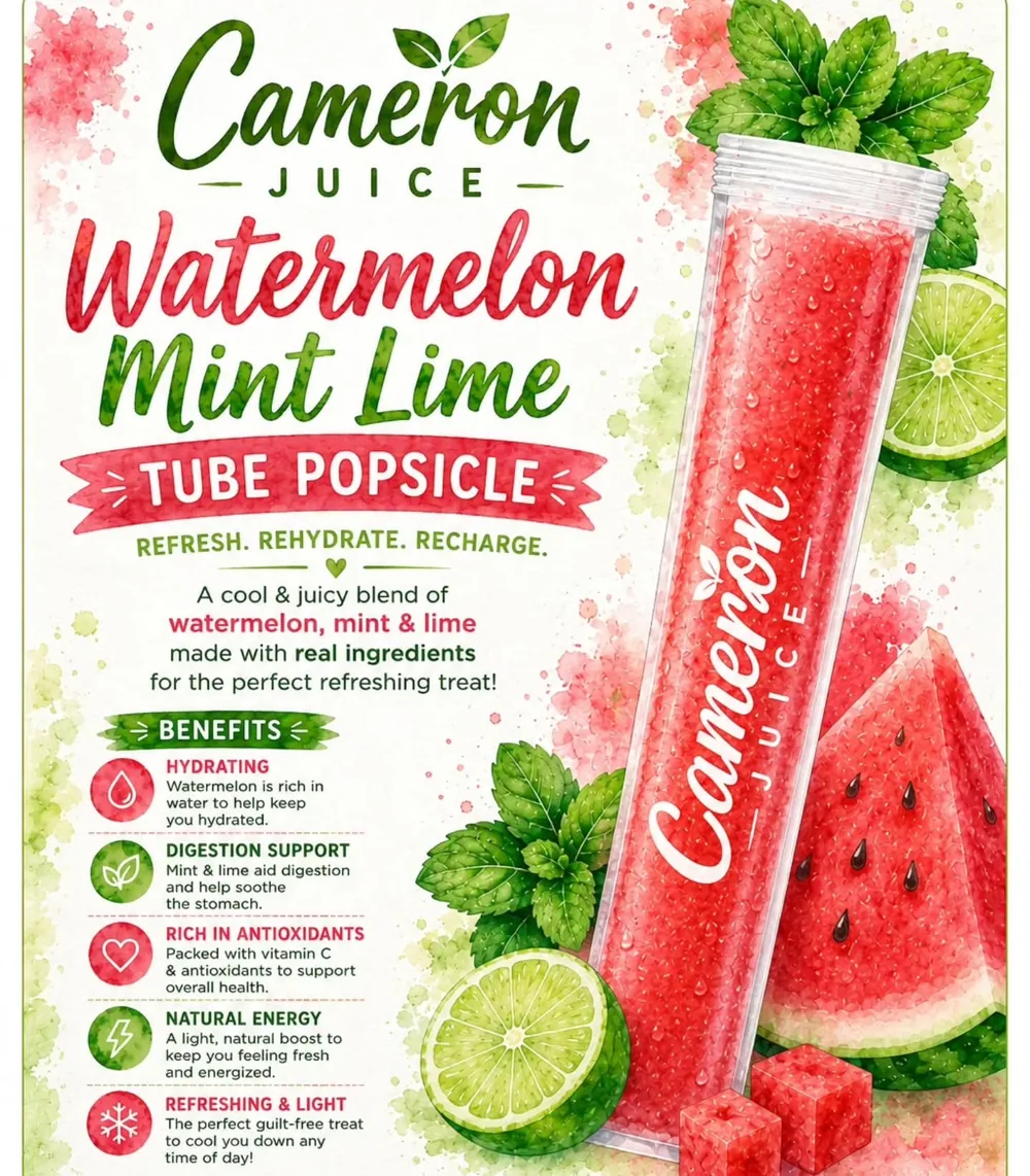 Cameron Juice Watermelon Mint Lime Tube Popsicle